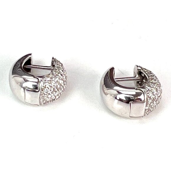 Roberto Coin Diamond & 18K White Gold Huggie Hoop Earrings/0.5" - Picture 8 of 16